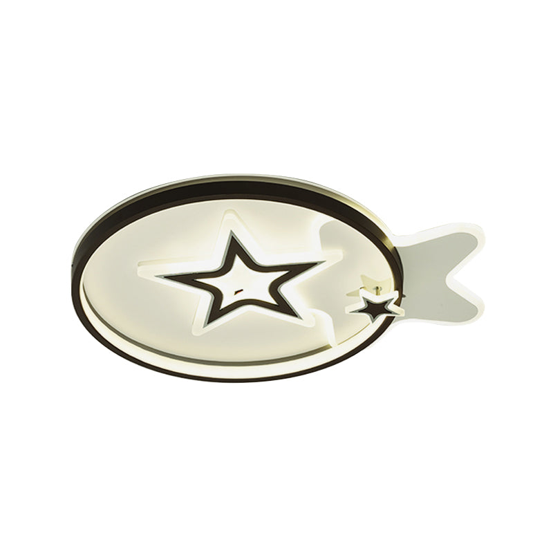 Loving Heart/Star Flushmount Lighting Contemporary Acrylic LED Black Ceiling Light Fixture for Sleeping Room Clearhalo 'Ceiling Lights' 'Close To Ceiling Lights' 'Close to ceiling' 'Flush mount' Lighting' 1709578