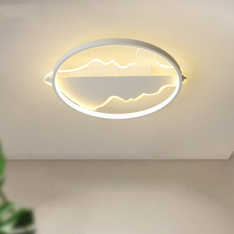 Black/White Round Flush Ceiling Light Contemporary LED Metal Flush Mount Lamp in Warm/White Light, 9.5"/16.5"/20.5" Width White Clearhalo 'Ceiling Lights' 'Close To Ceiling Lights' 'Close to ceiling' 'Flush mount' Lighting' 1709666