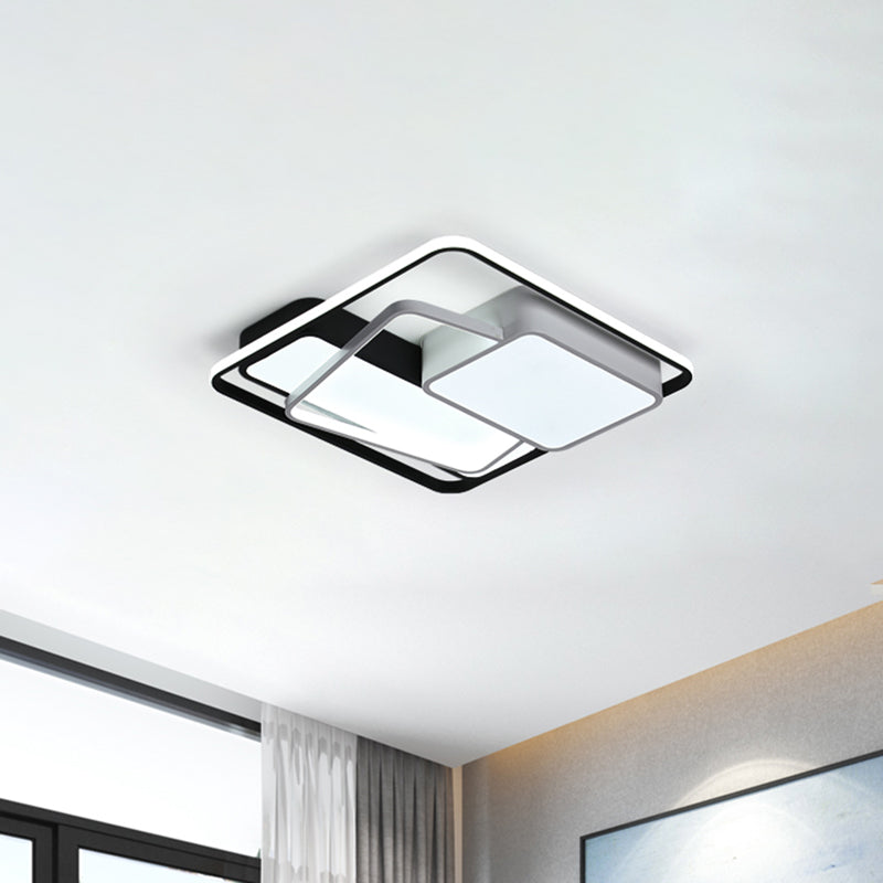 Modernist LED Ceiling Mounted Lamp with Acrylic Shade Black Geometric Flushmount Lighting in Warm/White Light, 18"/21.5" Width - Clearhalo - 'Ceiling Lights' - 'Close To Ceiling Lights' - 'Close to ceiling' - 'Flush mount' - Lighting' - 1709760