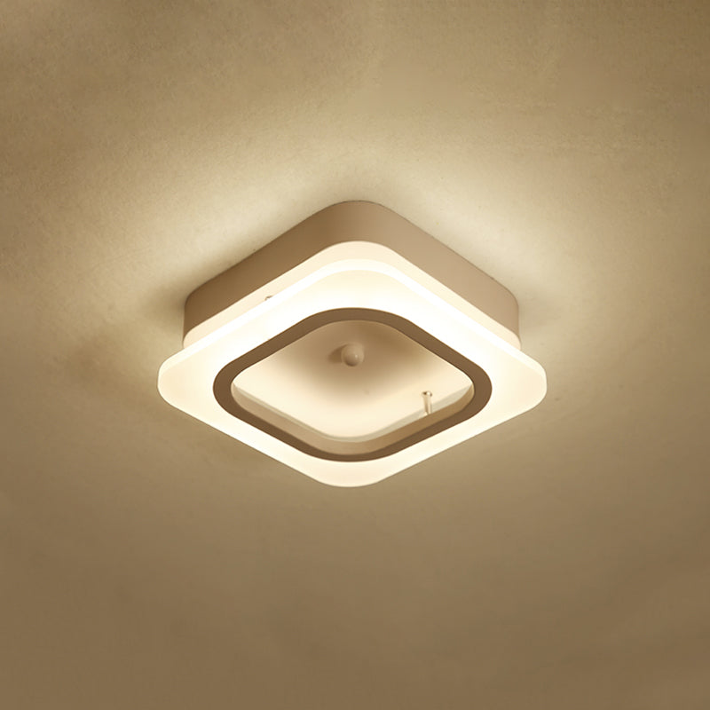 White Square Flush Light Fixture Contemporary LED Metal Ceiling Mounted Light in White/Warm Light Clearhalo 'Ceiling Lights' 'Close To Ceiling Lights' 'Close to ceiling' 'Flush mount' Lighting' 1709766