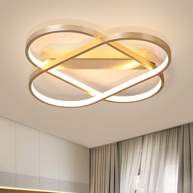Geometric Pattern Bedroom Flush Light Fixture Metallic Modernist LED Ceiling Mounted Lamp in Gold