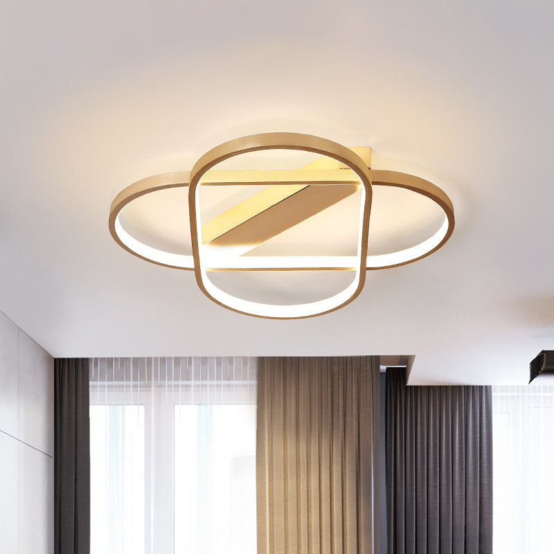 Geometric Pattern Bedroom Flush Light Fixture Metallic Modernist LED Ceiling Mounted Lamp in Gold