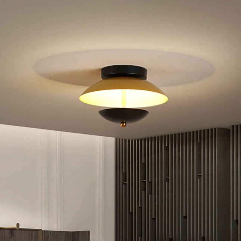 Modern Plate-Shape Ceiling Mounted Light Metallic Hall Aisle LED Flush Lamp Fixture in White/Gold - Clearhalo - 'Ceiling Lights' - 'Close To Ceiling Lights' - 'Close to ceiling' - 'Semi-flushmount' - Lighting' - 1709777