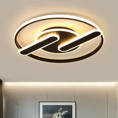 16.5"/20.5" W Acrylic Circular Flush Mount Nordic LED Flushmount Lighting with Dual Lines Design in Black Black Clearhalo 'Ceiling Lights' 'Close To Ceiling Lights' 'Close to ceiling' 'Flush mount' Lighting' 1709807