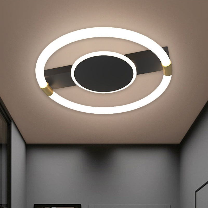 Metal Round Ceiling Light Fixture Minimalist Black/White LED Flush Mount with Rectangle Canopy Clearhalo 'Ceiling Lights' 'Close To Ceiling Lights' 'Close to ceiling' 'Flush mount' Lighting' 1709818