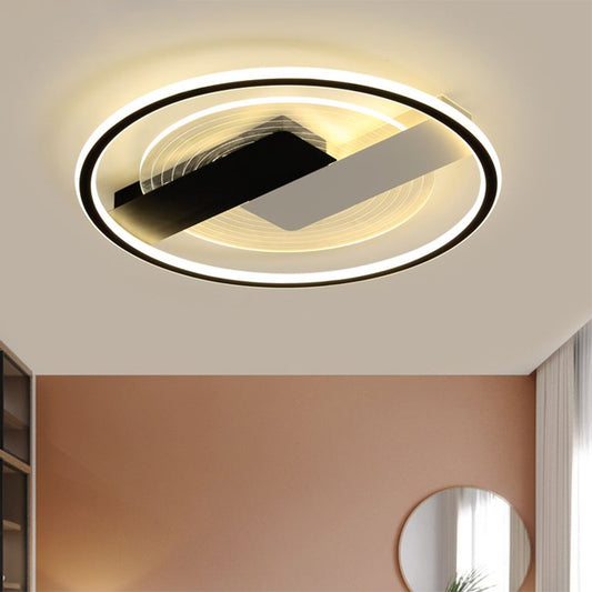 Black Geometric Flush Mount Nordic LED Acrylic Flush Light Fixture for Bedroom, 16.5"/20.5" W Black Clearhalo 'Ceiling Lights' 'Close To Ceiling Lights' 'Close to ceiling' 'Flush mount' Lighting' 1709821