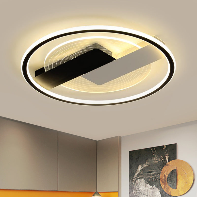 Black Geometric Flush Mount Nordic LED Acrylic Flush Light Fixture for Bedroom, 16.5"/20.5" W Clearhalo 'Ceiling Lights' 'Close To Ceiling Lights' 'Close to ceiling' 'Flush mount' Lighting' 1709822
