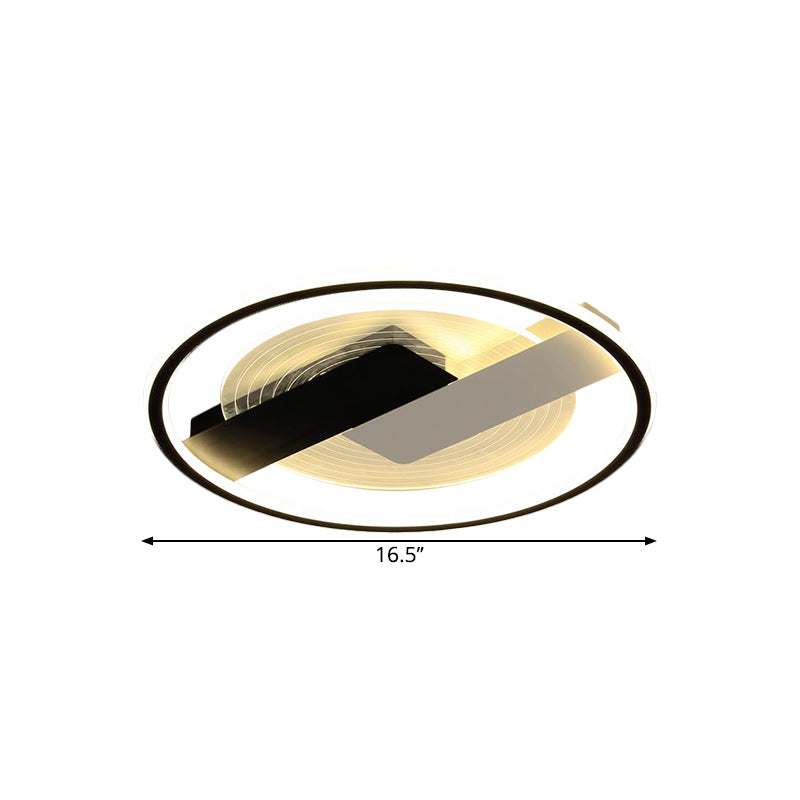 Black Geometric Flush Mount Nordic LED Acrylic Flush Light Fixture for Bedroom, 16.5"/20.5" W Clearhalo 'Ceiling Lights' 'Close To Ceiling Lights' 'Close to ceiling' 'Flush mount' Lighting' 1709824