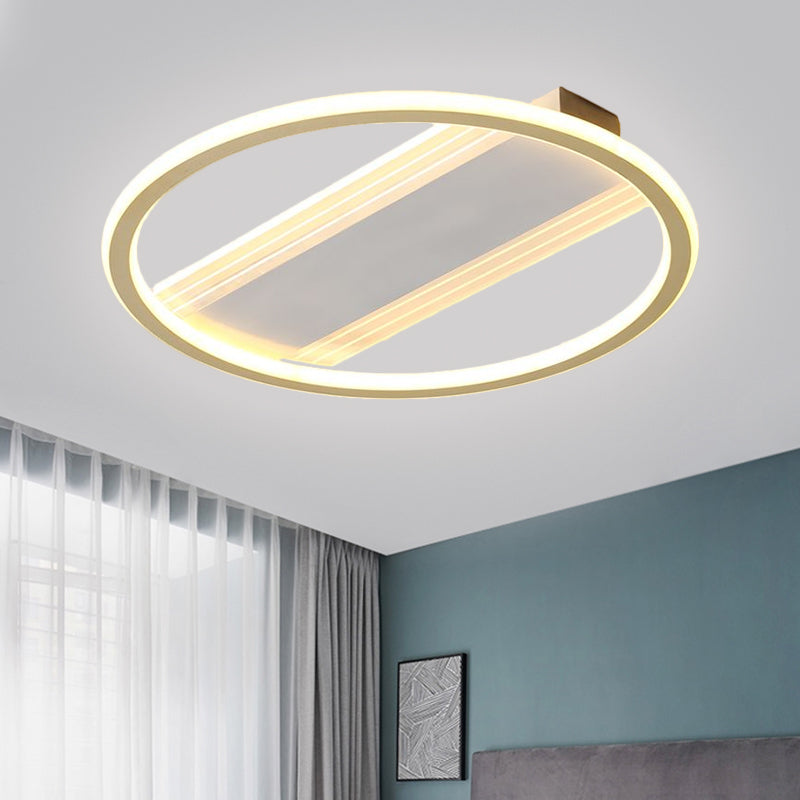 Circular Bedroom Flush Light Metallic LED Modernist Flush Mount Lamp in Gold, 16.5"/20.5" Width Clearhalo 'Ceiling Lights' 'Close To Ceiling Lights' 'Close to ceiling' 'Flush mount' Lighting' 1709832