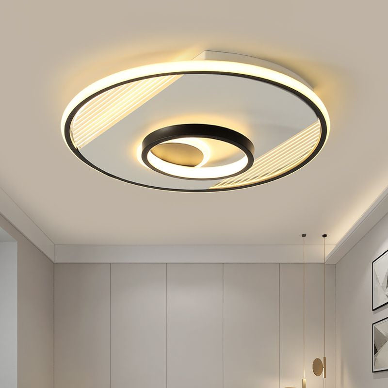 Acrylic Round Flush Light Fixture Modern LED Black Flush Mount Lamp for Bedroom, 16.5"/20.5" Wide Clearhalo 'Ceiling Lights' 'Close To Ceiling Lights' 'Close to ceiling' 'Flush mount' Lighting' 1709846