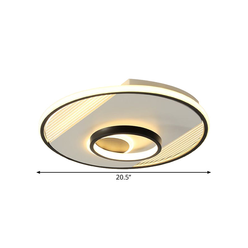 Acrylic Round Flush Light Fixture Modern LED Black Flush Mount Lamp for Bedroom, 16.5"/20.5" Wide Clearhalo 'Ceiling Lights' 'Close To Ceiling Lights' 'Close to ceiling' 'Flush mount' Lighting' 1709849
