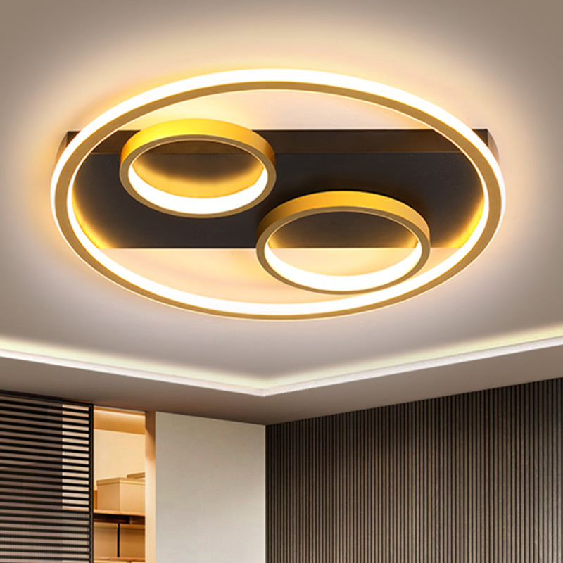 Metallic Circular Ceiling Mounted Fixture Modern LED Black Flush Mount with Rectangle Canopy Black Clearhalo 'Ceiling Lights' 'Close To Ceiling Lights' 'Close to ceiling' 'Flush mount' Lighting' 1709864