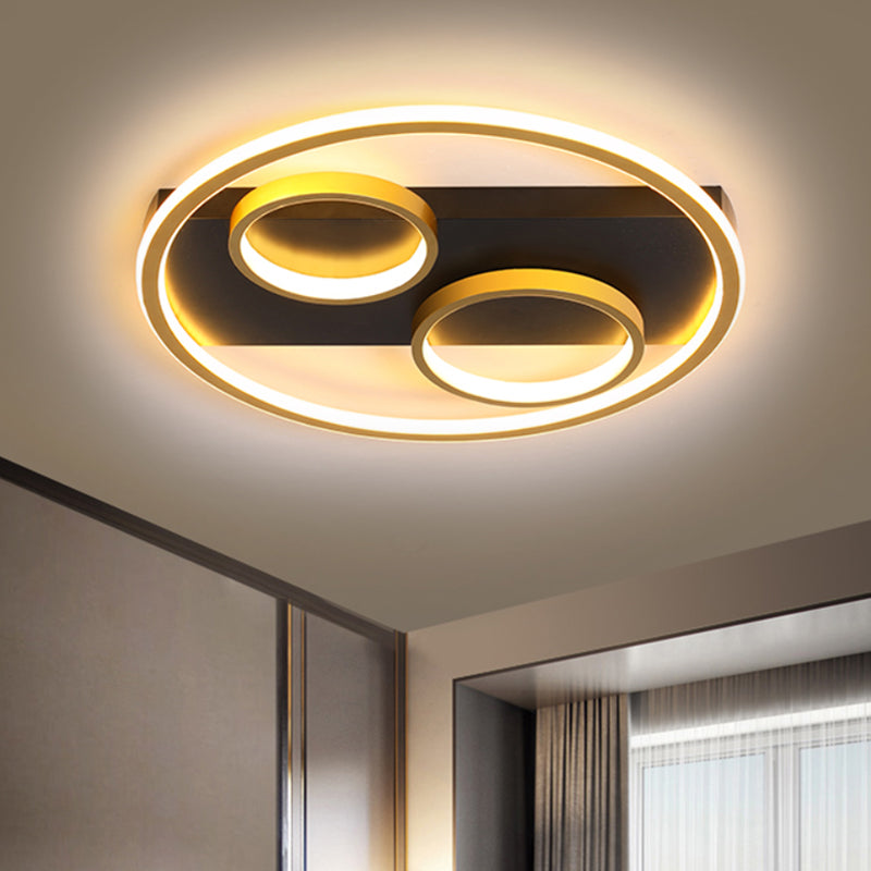 Metallic Circular Ceiling Mounted Fixture Modern LED Black Flush Mount with Rectangle Canopy Clearhalo 'Ceiling Lights' 'Close To Ceiling Lights' 'Close to ceiling' 'Flush mount' Lighting' 1709865