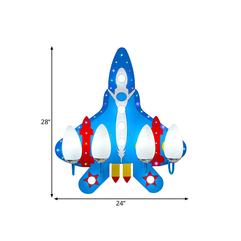 Egg Close to Ceiling Lamp Kids Opaline Glass 4 Lights Nursery Semi Flush Mount Lamp with Aircraft Design in Blue Clearhalo 'Ceiling Lights' 'Close To Ceiling Lights' 'Close to ceiling' 'Semi-flushmount' Lighting' 1709895