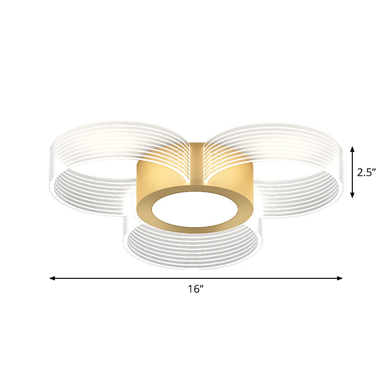 Modern Circle Ceiling Light Acrylic 3/4/5 Bulbs Drawing Room Flush Mount Lighting in Gold Clearhalo 'Ceiling Lights' 'Close To Ceiling Lights' 'Close to ceiling' 'Flush mount' Lighting' 1709989