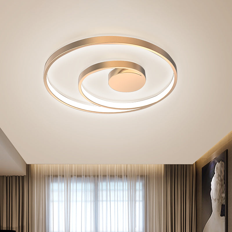 Metal Spiral Ring Flush Mount Modernity LED Gold Close to Ceiling Light for Living Room Gold Clearhalo 'Ceiling Lights' 'Close To Ceiling Lights' 'Close to ceiling' 'Flush mount' Lighting' 1710065