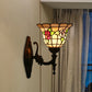 Flared Wall Light Sconce 1 Bulb Stained Glass Tiffany Style Wall Mounted Lamp in Red/Pink/Blue with Floral Pattern Clearhalo 'Art deco wall lights' 'Cast Iron' 'Glass' 'Industrial' 'Middle century wall lights' 'Modern' 'Tiffany wall lights' 'Tiffany' 'Traditional wall lights' 'Wall Lamps & Sconces' 'Wall Lights' Lighting' 1710359