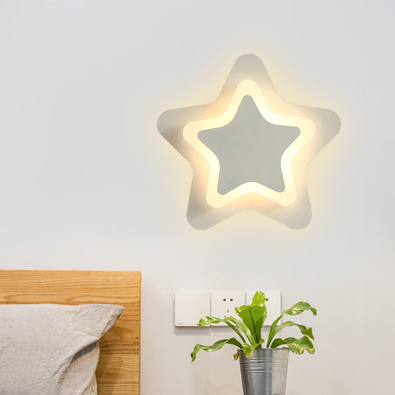 Scandinavian LED Wall Light Fixture Black/White Star Flush Wall Sconce with Acrylic Shade White Clearhalo 'Wall Lamps & Sconces' 'Wall Lights' Lighting' 1710429