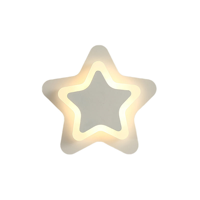 Scandinavian LED Wall Light Fixture Black/White Star Flush Wall Sconce with Acrylic Shade Clearhalo 'Wall Lamps & Sconces' 'Wall Lights' Lighting' 1710431