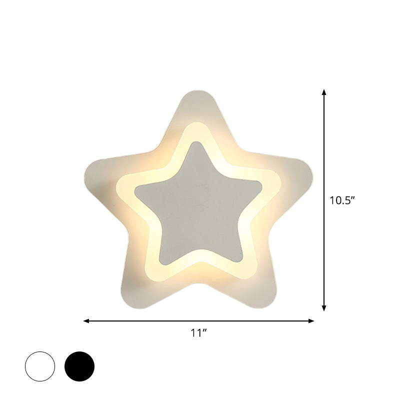 Scandinavian LED Wall Light Fixture Black/White Star Flush Wall Sconce with Acrylic Shade Clearhalo 'Wall Lamps & Sconces' 'Wall Lights' Lighting' 1710432