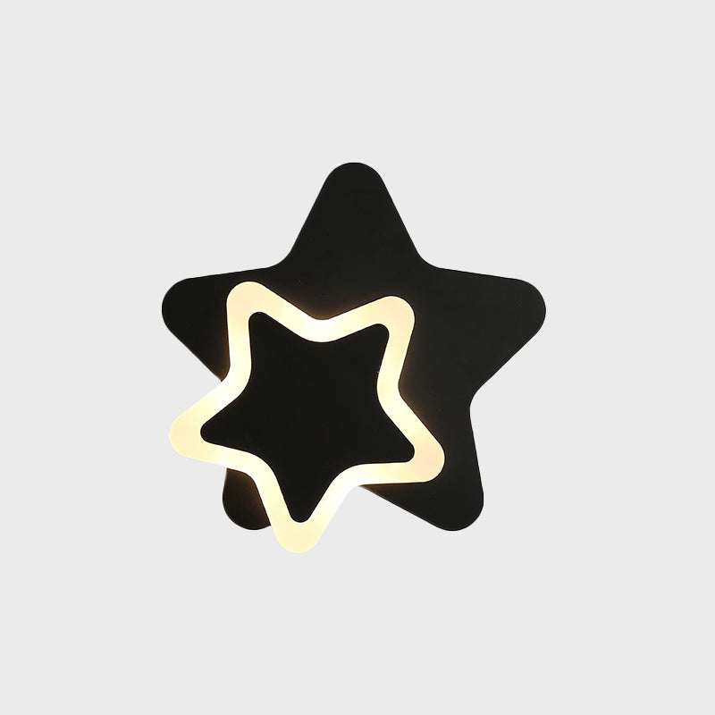 Scandinavian LED Wall Light Fixture Black/White Star Flush Wall Sconce with Acrylic Shade Clearhalo 'Wall Lamps & Sconces' 'Wall Lights' Lighting' 1710435