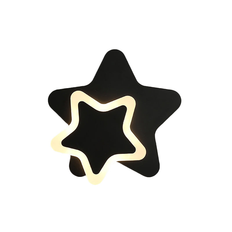 Scandinavian LED Wall Light Fixture Black/White Star Flush Wall Sconce with Acrylic Shade Clearhalo 'Wall Lamps & Sconces' 'Wall Lights' Lighting' 1710436