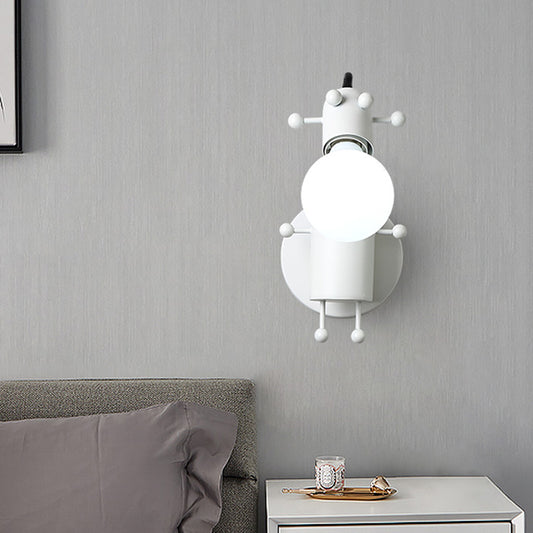 Robot Wall Mount Lighting Nordic Style Metal 1 Head Grey/White/Green Wall Lamp Fixture with Swing Arm Clearhalo 'Wall Lamps & Sconces' 'Wall Lights' Lighting' 1710446