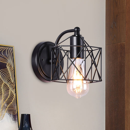 Black Single Head Wall Mount Lighting Antique Metal Hexagon Frame Reading Wall Light for Parlor Black Clearhalo 'Art deco wall lights' 'Cast Iron' 'Glass' 'Industrial wall lights' 'Industrial' 'Middle century wall lights' 'Modern' 'Rustic wall lights' 'Tiffany' 'Traditional wall lights' 'Wall Lamps & Sconces' 'Wall Lights' Lighting' 1710475