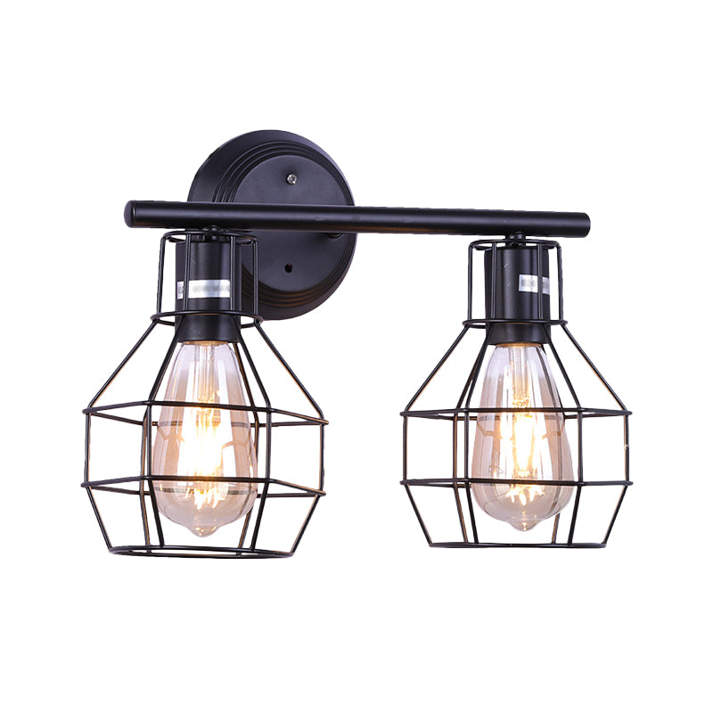 2 Bulbs Wall Mounted Light Rustic Restaurant Wall Lamp Fixture with Torpedo Metal Shade in Black Clearhalo 'Art deco wall lights' 'Cast Iron' 'Glass' 'Industrial wall lights' 'Industrial' 'Middle century wall lights' 'Modern' 'Rustic wall lights' 'Tiffany' 'Traditional wall lights' 'Wall Lamps & Sconces' 'Wall Lights' Lighting' 1710493