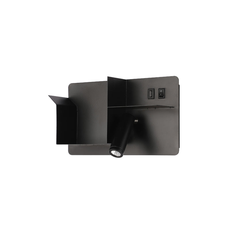 Metal Tubular Wall Light Modernist Modernism Black/White LED Wall Sconce Lighting with Shelf Frame Clearhalo 'Cast Iron' 'Glass' 'Industrial' 'Modern wall lights' 'Modern' 'Tiffany' 'Traditional wall lights' 'Wall Lamps & Sconces' 'Wall Lights' Lighting' 1710525