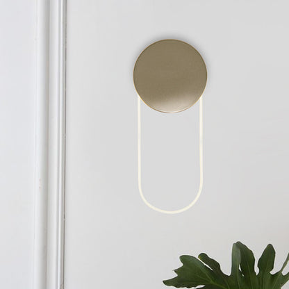 Oval Wall Lamp Contemporary Acrylic LED Bedroom Wall Light Fixture with Gold Metal Round Shade Gold Clearhalo 'Cast Iron' 'Glass' 'Industrial' 'Modern wall lights' 'Modern' 'Tiffany' 'Traditional wall lights' 'Wall Lamps & Sconces' 'Wall Lights' Lighting' 1710539