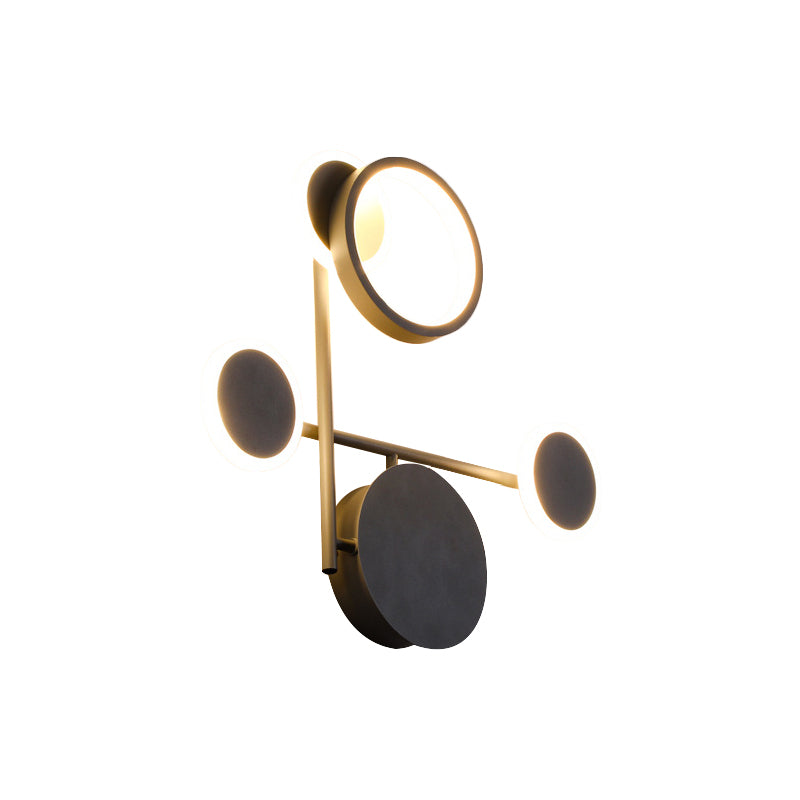 Metallic Round LED Wall Sconce Lighting Contemporary 2/3/4 Lights Wall Mount Lamp in Black Clearhalo 'Cast Iron' 'Glass' 'Industrial' 'Modern wall lights' 'Modern' 'Tiffany' 'Traditional wall lights' 'Wall Lamps & Sconces' 'Wall Lights' Lighting' 1710604