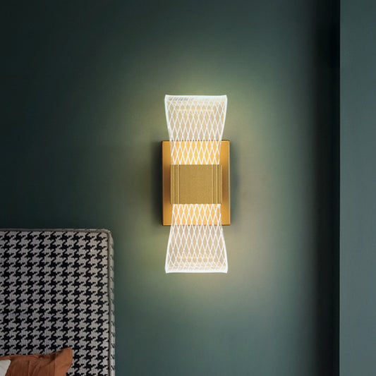 Bowknot-Like Acrylic LED Wall Light Fixture Nordic 1/2 Bulbs Gold Wall Sconce Lighting in Warm/White Light Clearhalo 'Cast Iron' 'Glass' 'Industrial' 'Modern wall lights' 'Modern' 'Tiffany' 'Traditional wall lights' 'Wall Lamps & Sconces' 'Wall Lights' Lighting' 1710640