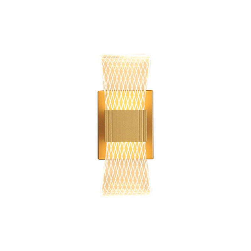Bowknot-Like Acrylic LED Wall Light Fixture Nordic 1/2 Bulbs Gold Wall Sconce Lighting in Warm/White Light Clearhalo 'Cast Iron' 'Glass' 'Industrial' 'Modern wall lights' 'Modern' 'Tiffany' 'Traditional wall lights' 'Wall Lamps & Sconces' 'Wall Lights' Lighting' 1710641