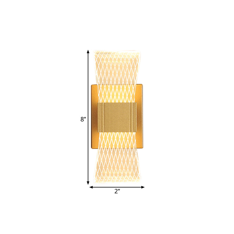 Bowknot-Like Acrylic LED Wall Light Fixture Nordic 1/2 Bulbs Gold Wall Sconce Lighting in Warm/White Light Clearhalo 'Cast Iron' 'Glass' 'Industrial' 'Modern wall lights' 'Modern' 'Tiffany' 'Traditional wall lights' 'Wall Lamps & Sconces' 'Wall Lights' Lighting' 1710642