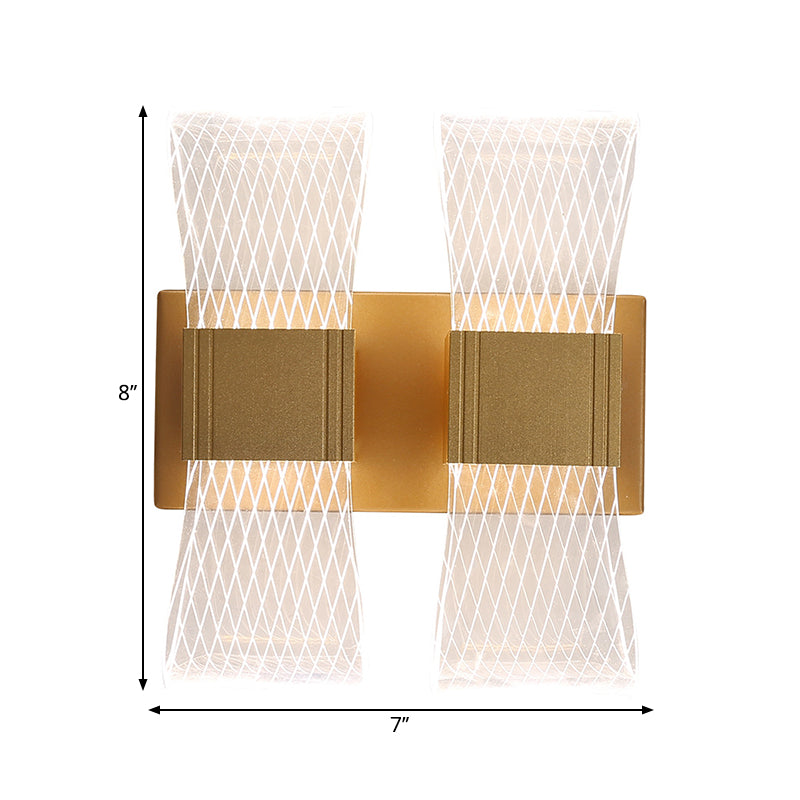 Bowknot-Like Acrylic LED Wall Light Fixture Nordic 1/2 Bulbs Gold Wall Sconce Lighting in Warm/White Light Clearhalo 'Cast Iron' 'Glass' 'Industrial' 'Modern wall lights' 'Modern' 'Tiffany' 'Traditional wall lights' 'Wall Lamps & Sconces' 'Wall Lights' Lighting' 1710647