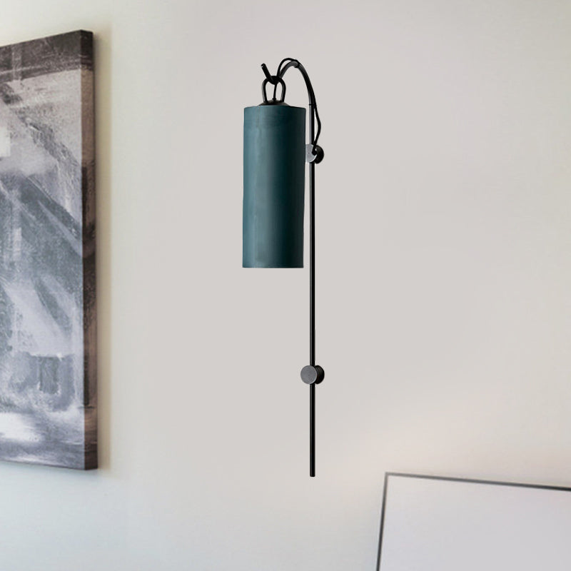 Fabric Cylinder Wall Sconce Light Modernist 1-Light Wall Lighting Fixture in White/Green, Warm/Yellow Light Clearhalo 'Cast Iron' 'Glass' 'Industrial' 'Modern wall lights' 'Modern' 'Tiffany' 'Traditional wall lights' 'Wall Lamps & Sconces' 'Wall Lights' Lighting' 1710649