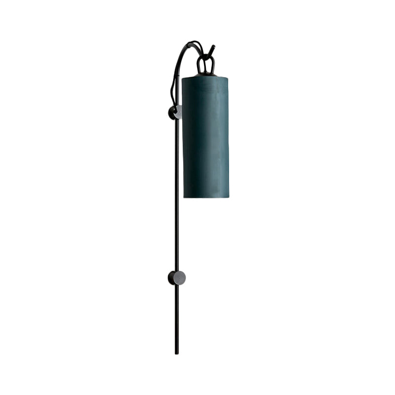 Fabric Cylinder Wall Sconce Light Modernist 1-Light Wall Lighting Fixture in White/Green, Warm/Yellow Light Clearhalo 'Cast Iron' 'Glass' 'Industrial' 'Modern wall lights' 'Modern' 'Tiffany' 'Traditional wall lights' 'Wall Lamps & Sconces' 'Wall Lights' Lighting' 1710650