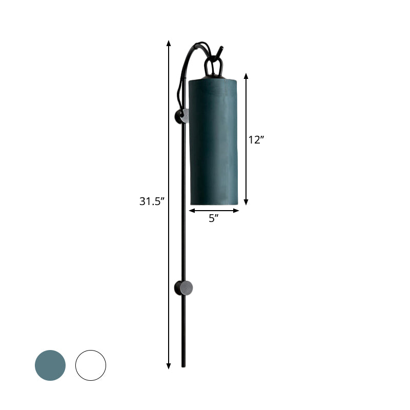 Fabric Cylinder Wall Sconce Light Modernist 1-Light Wall Lighting Fixture in White/Green, Warm/Yellow Light Clearhalo 'Cast Iron' 'Glass' 'Industrial' 'Modern wall lights' 'Modern' 'Tiffany' 'Traditional wall lights' 'Wall Lamps & Sconces' 'Wall Lights' Lighting' 1710651