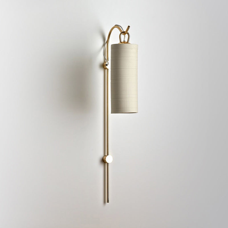 Fabric Cylinder Wall Sconce Light Modernist 1-Light Wall Lighting Fixture in White/Green, Warm/Yellow Light Clearhalo 'Cast Iron' 'Glass' 'Industrial' 'Modern wall lights' 'Modern' 'Tiffany' 'Traditional wall lights' 'Wall Lamps & Sconces' 'Wall Lights' Lighting' 1710655