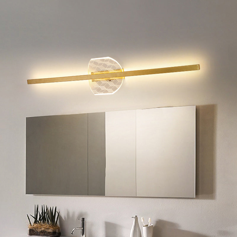 Metal Linear Wall Mount Lighting Modern LED Gold Wall Mounted Light in Warm/White Light, 23.5"/31.5" Width Gold Clearhalo 'Cast Iron' 'Glass' 'Industrial' 'Modern wall lights' 'Modern' 'Tiffany' 'Traditional wall lights' 'Wall Lamps & Sconces' 'Wall Lights' Lighting' 1710660