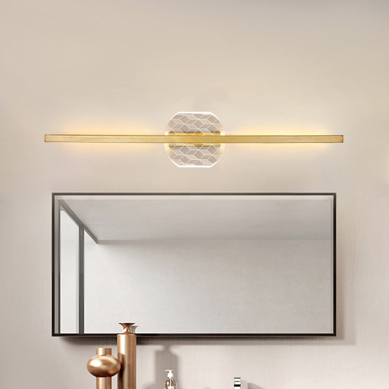 Metal Linear Wall Mount Lighting Modern LED Gold Wall Mounted Light in Warm/White Light, 23.5"/31.5" Width Clearhalo 'Cast Iron' 'Glass' 'Industrial' 'Modern wall lights' 'Modern' 'Tiffany' 'Traditional wall lights' 'Wall Lamps & Sconces' 'Wall Lights' Lighting' 1710661