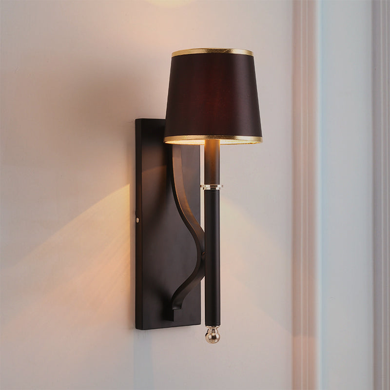 Conical Wall Light Minimalist Metallic 1 Head Black Wall Mount Lamp with Right Angle Arm Black Clearhalo 'Cast Iron' 'Glass' 'Industrial' 'Modern wall lights' 'Modern' 'Tiffany' 'Traditional wall lights' 'Wall Lamps & Sconces' 'Wall Lights' Lighting' 1710669