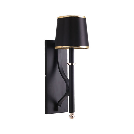 Conical Wall Light Minimalist Metallic 1 Head Black Wall Mount Lamp with Right Angle Arm Clearhalo 'Cast Iron' 'Glass' 'Industrial' 'Modern wall lights' 'Modern' 'Tiffany' 'Traditional wall lights' 'Wall Lamps & Sconces' 'Wall Lights' Lighting' 1710671