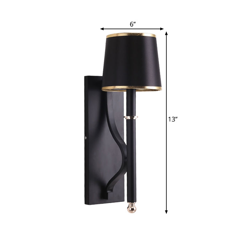Conical Wall Light Minimalist Metallic 1 Head Black Wall Mount Lamp with Right Angle Arm Clearhalo 'Cast Iron' 'Glass' 'Industrial' 'Modern wall lights' 'Modern' 'Tiffany' 'Traditional wall lights' 'Wall Lamps & Sconces' 'Wall Lights' Lighting' 1710672