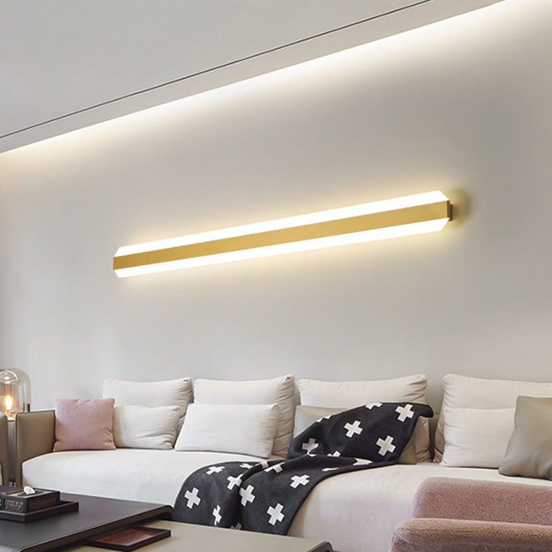 Linear Acrylic Wall Mount Lamp Modern LED Gold Wall Light Fixture in Warm/White Light, 12"/16"/23.5" Wide Gold Clearhalo 'Cast Iron' 'Glass' 'Industrial' 'Modern wall lights' 'Modern' 'Tiffany' 'Traditional wall lights' 'Wall Lamps & Sconces' 'Wall Lights' Lighting' 1710673