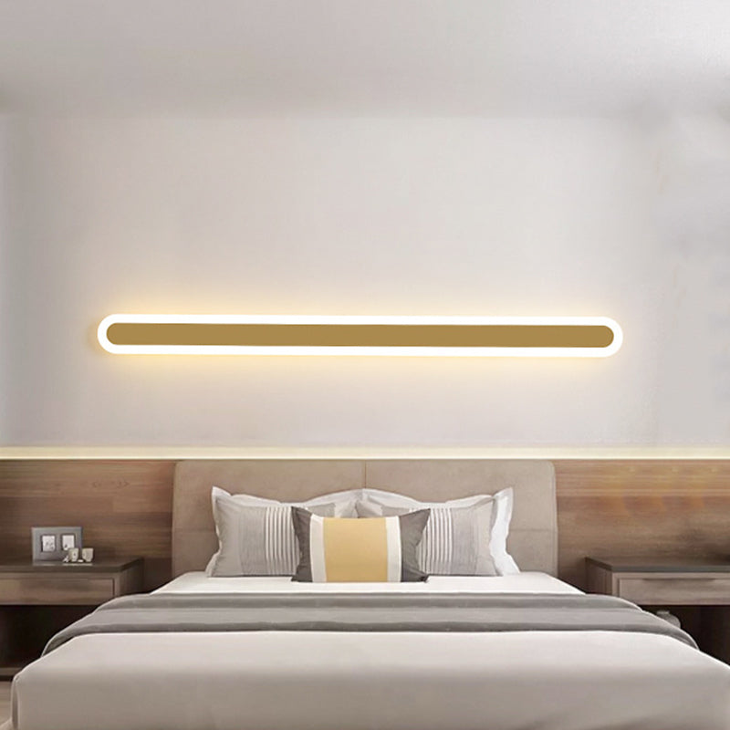Oblong Bedroom Wall Sconce Light Acrylic 12"/16"/23.5" W LED Minimalist Wall Lighting Fixture, Warm/White Light Clearhalo 'Cast Iron' 'Glass' 'Industrial' 'Modern wall lights' 'Modern' 'Tiffany' 'Traditional wall lights' 'Wall Lamps & Sconces' 'Wall Lights' Lighting' 1710680