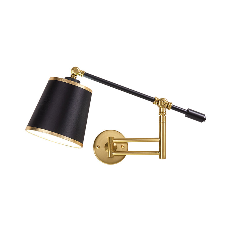 Metallic Tapered Wall Light Fixture Modernist 1-Light Black/White Wall Mount Lamp with Adjustable Shade Clearhalo 'Cast Iron' 'Glass' 'Industrial' 'Modern wall lights' 'Modern' 'Tiffany' 'Traditional wall lights' 'Wall Lamps & Sconces' 'Wall Lights' Lighting' 1710692