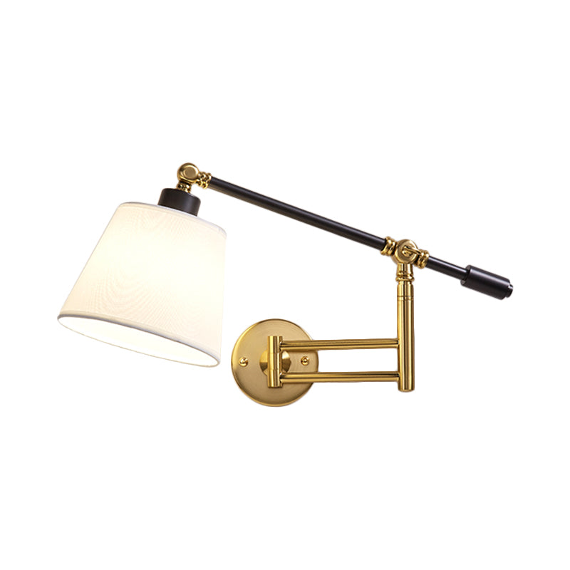 Metallic Tapered Wall Light Fixture Modernist 1-Light Black/White Wall Mount Lamp with Adjustable Shade Clearhalo 'Cast Iron' 'Glass' 'Industrial' 'Modern wall lights' 'Modern' 'Tiffany' 'Traditional wall lights' 'Wall Lamps & Sconces' 'Wall Lights' Lighting' 1710696