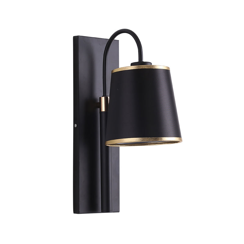 Black Conical Wall Sconce Lighting Nordic 1-Bulb Metallic Wall Mount Light with Gooseneck Arm Clearhalo 'Cast Iron' 'Glass' 'Industrial' 'Modern wall lights' 'Modern' 'Tiffany' 'Traditional wall lights' 'Wall Lamps & Sconces' 'Wall Lights' Lighting' 1710700